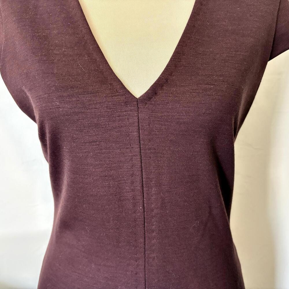Vintage 70's MAX MARA Stretch Wool Blend Midi Dress Ruffle M - Picture 3 of 9
